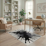 Abstract Ink Splatter Black White Area Rug