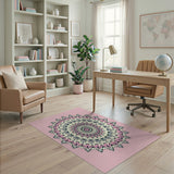 Geometric Modern Pink Mandala Geometric Area Rug