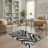 Bold Black White Zigzag Geometric Rug