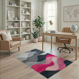 Abstract Grey Pink Wave Mountain Rug