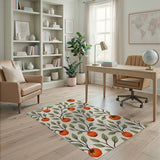 Orange Pumpkin Vine Fruit Pattern Area Rug