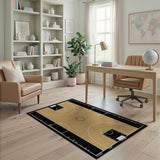 Basketball Court Tan Wood Grain Area Rug
