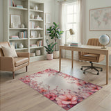 Blush Pink Peony Cherry Blossom Area Rug