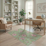 Pink Blush Pink Roses Floral Pattern Area Rug