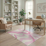 Pink Blush Pink Wavy Abstract Area Rug