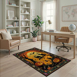 Halloween Black Cats Pumpkin Moon Area Rug