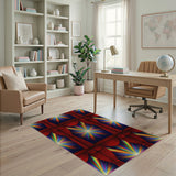 Red Curtain Rainbow Burst Area Rug