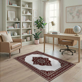 Traditional Persian Ornate Maroon Persian Medallion Area Rug