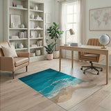 Teal Blue Coastal Wave Area Rug