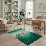 Ombre Fern Fronds Green Area Rug