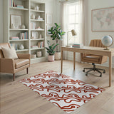 Wavy Red Abstract Area Rug