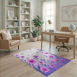 Cascading Pink Cosmos Floral Area Rug