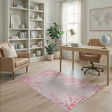 Blush Pink Cherry Blossom Floral Area Rug