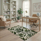 Vintage Herb Leaves Botanical Area Rug