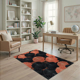 Black Coral Seashell Pattern Area Rug