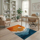 Sunset Over Layered Mountains Area Rug