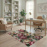 Pink Floral Vintage Blush Peony Floral Area Rug