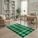Vibrant Green Black Checkered Area Rug