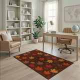 Multi-color and Patterns Autumn Maple Leaves Pattern Area Rug