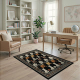 Black White Cat Silhouette Area Rug