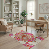 Pink Vibrant Pink Mandala Persian Area Rug
