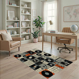 Black White Vinyl Record Music Area Rug