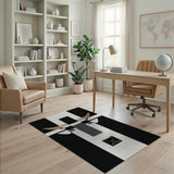 Geometric Bull Head Black White Area Rug