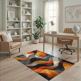 Abstract Area Orange Abstract Orange Wave Area Rug