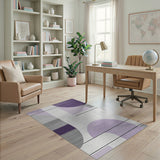 Purple Purple Geometric Abstract Area Rug