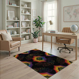 Vibrant Rainbow Geometric Washable Area Rug