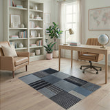 Blue Patchwork Woven Area Rug
