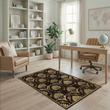 Elegant Gold Palmette Persian Area Rug