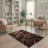 Wavy Brown Marble Swirl Area Rug