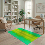 Vibrant Teal-to-Yellow Halftone Abstract Area Rug