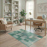 Geometric Modern Teal Geometric Patchwork Area Rug