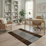 Brown Tan Heritage Tribal Striped Rug
