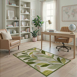 Green Leaves Abstract Area Rug