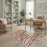 Wavy Terracotta on Beige Abstract Area Rug