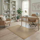 Beige Geometric Grid Tassel Area Rug