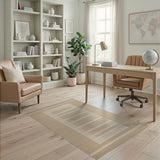 Geometric Modern Beige and Neutral Beige Framed Woven Area Rug