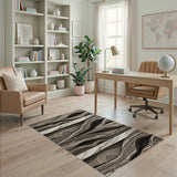 Abstract Grey Marble Wave Area Rug