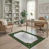 Emerald Green Gold Ornate Border Area Rug