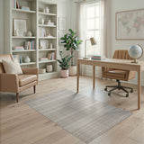 Beige Grid Plaid Woven Area Rug