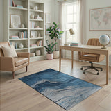 Indigo Wave Abstract Area Rug