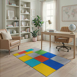 Geometric Modern Multi-color and Patterns Vibrant Geometric Multi-Color Block Area Rug