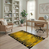 Bold Yellow Black Geometric Abstract Area Rug