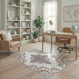 Intricate Brown Floral Persian Area Rug