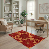 Floral Vintage Red Bold Red Poinsettia Floral Area Rug