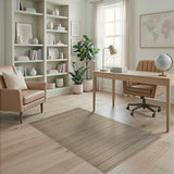 Beige and Neutral Beige Textured Woven Stripe Area Rug