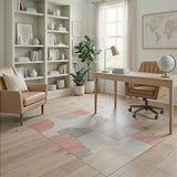 Modern Pink Grey Abstract Geometric Area Rug